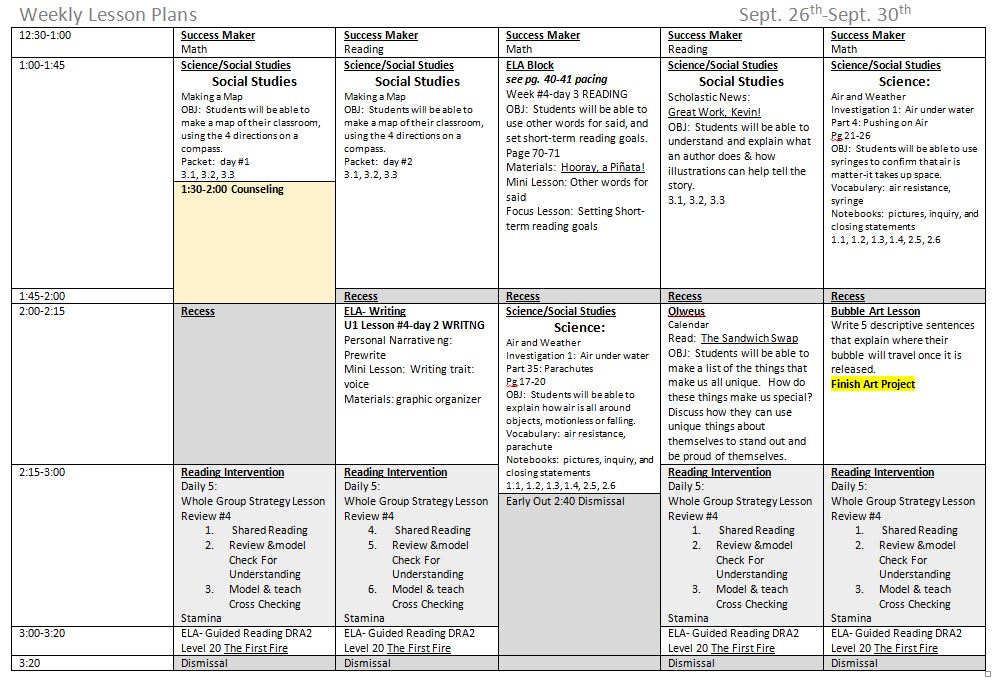 5 Components To A Great Weekly Lesson Plan Teacher Org