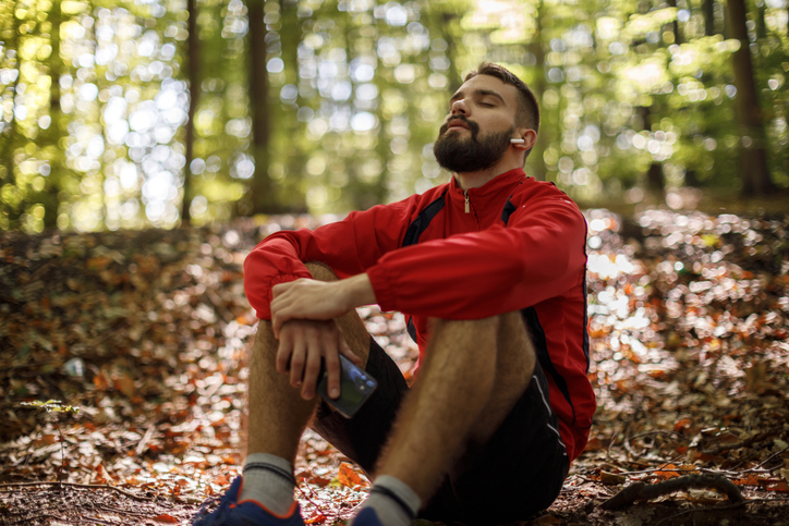 meditating in the woods