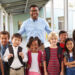 elementary teacher and students